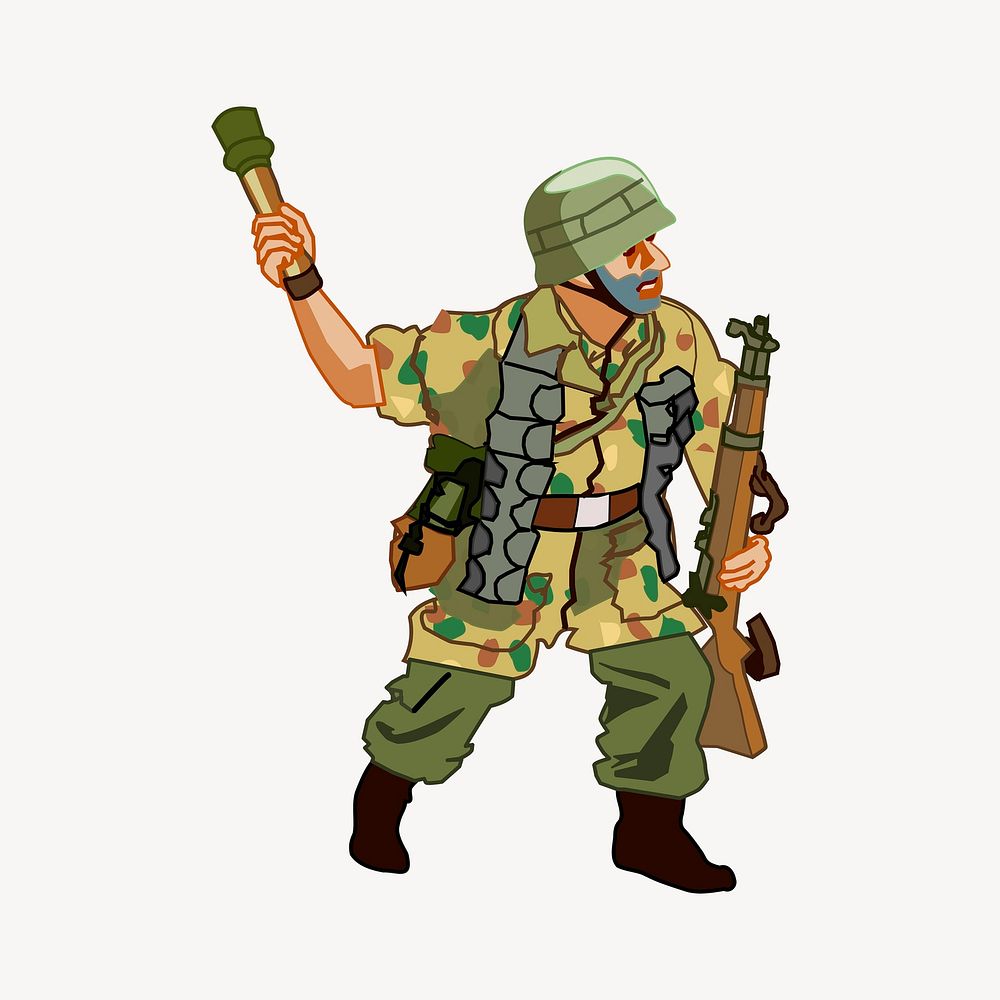 Soldier collage element illustration vector. Free public domain CC0 image.