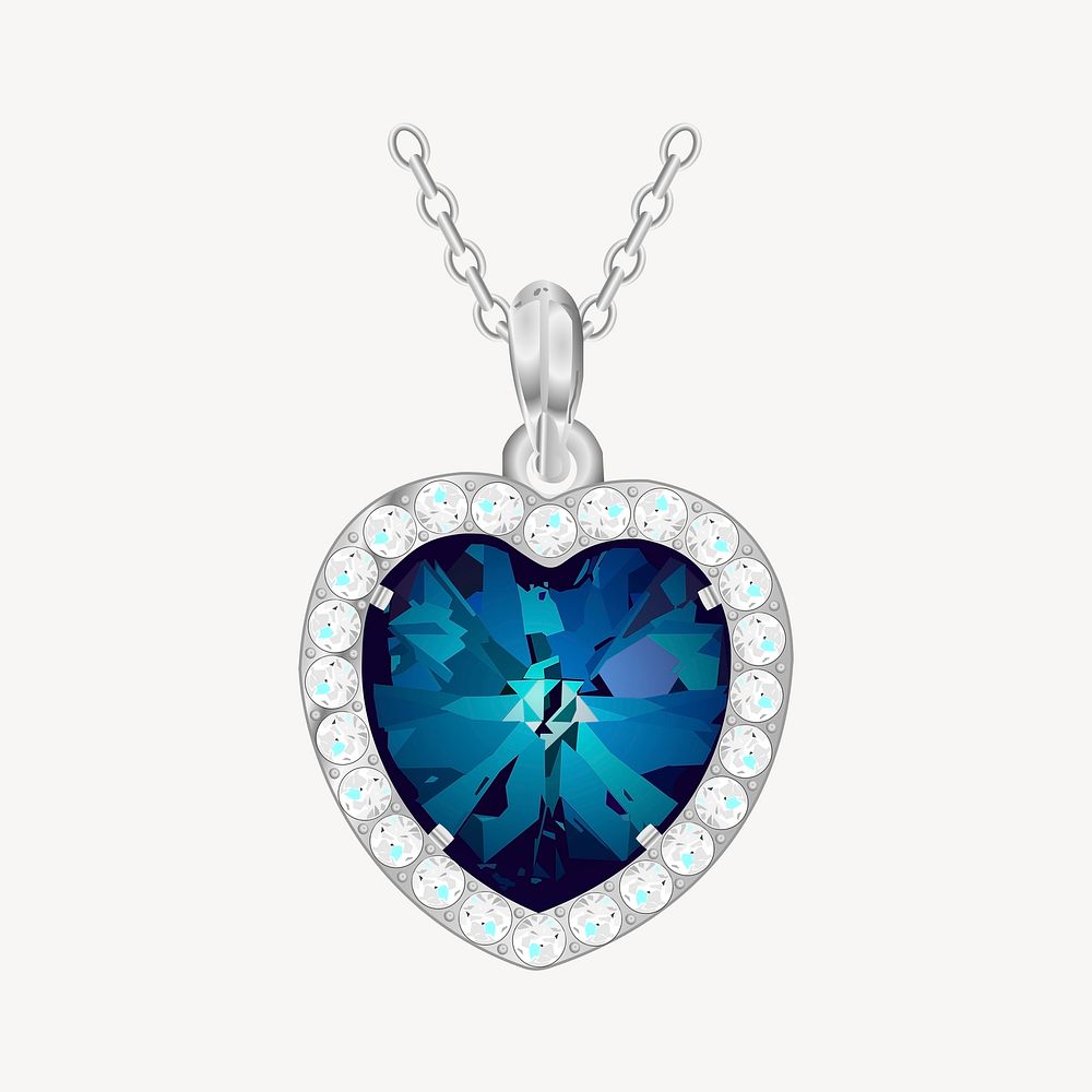 Blue diamond necklace illustration. Free public domain CC0 image.