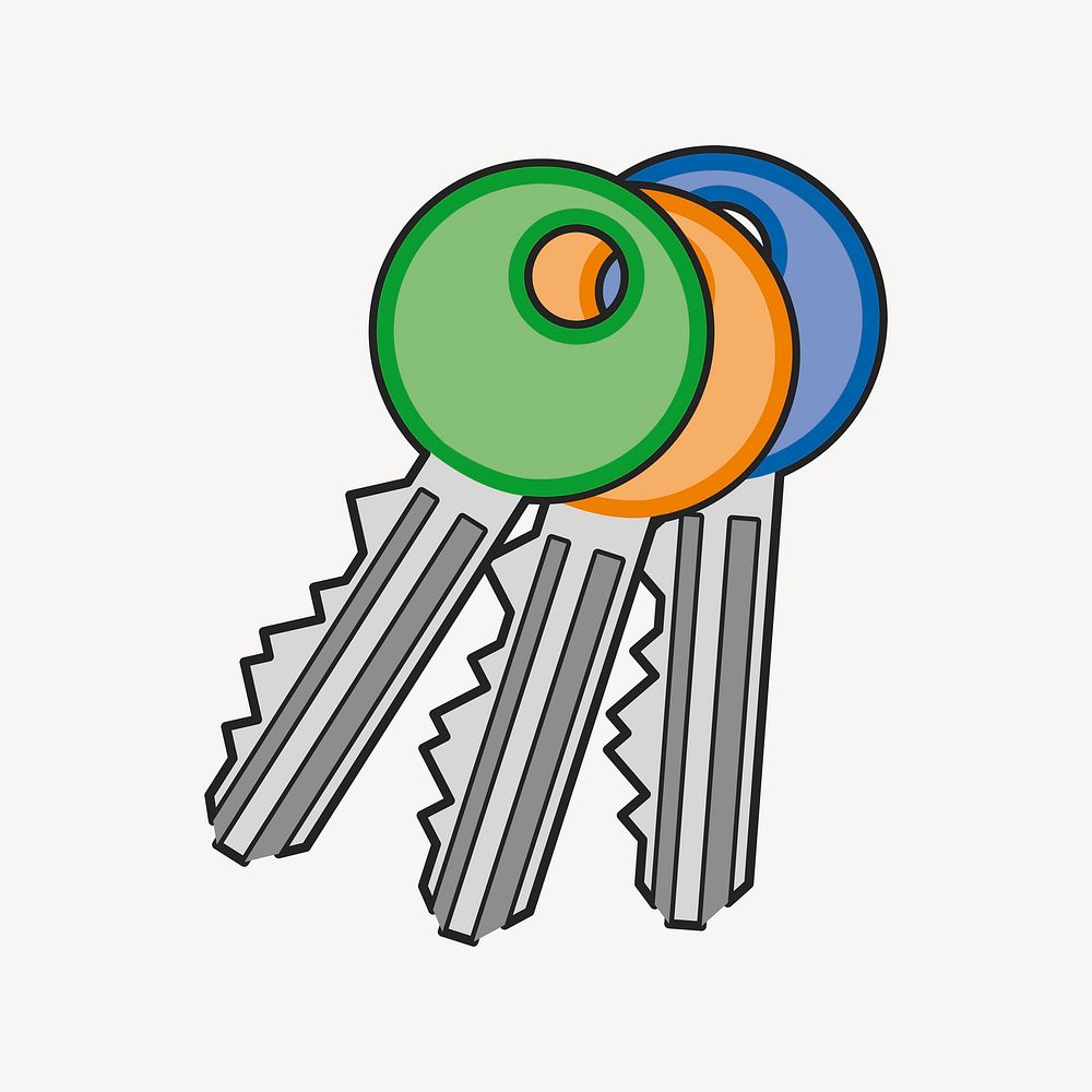 Three keys illustration. Free public domain CC0 image.