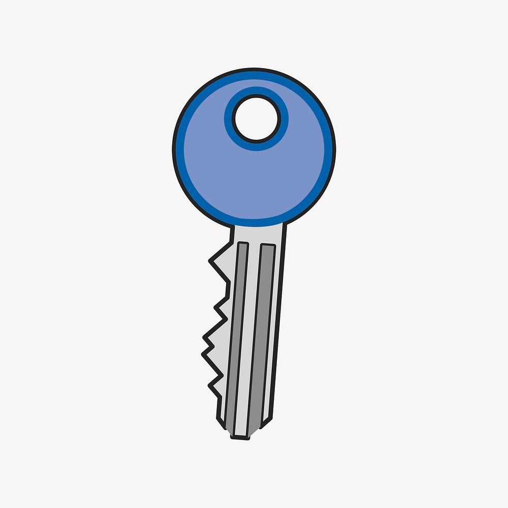 Blue key collage element illustration vector. Free public domain CC0 image.