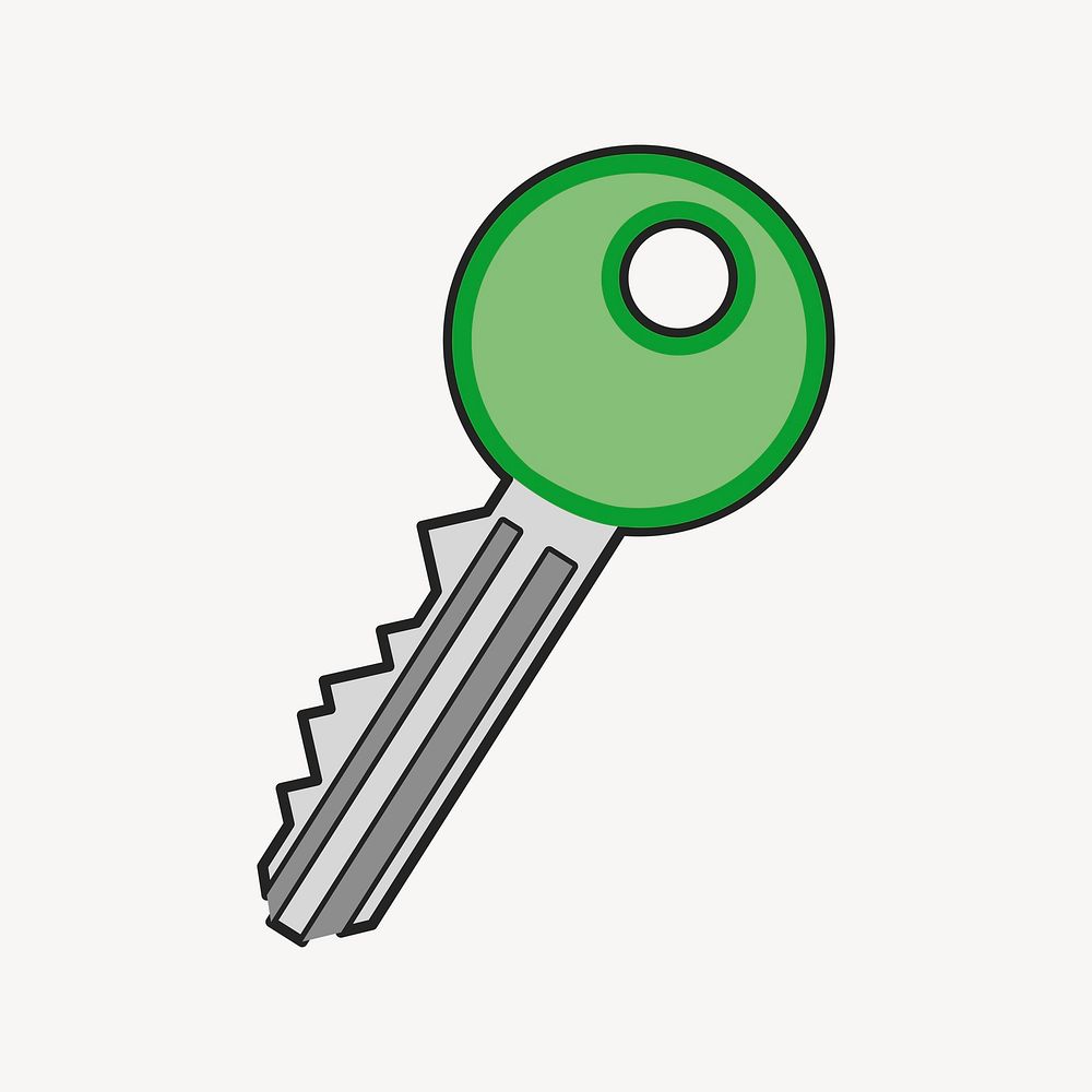 Green key clipart illustration psd. Free public domain CC0 image.