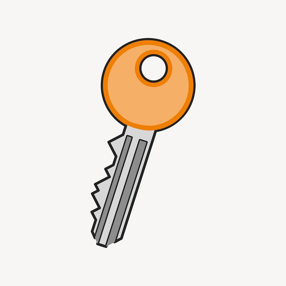 Orange key collage element illustration vector. Free public domain CC0 image.