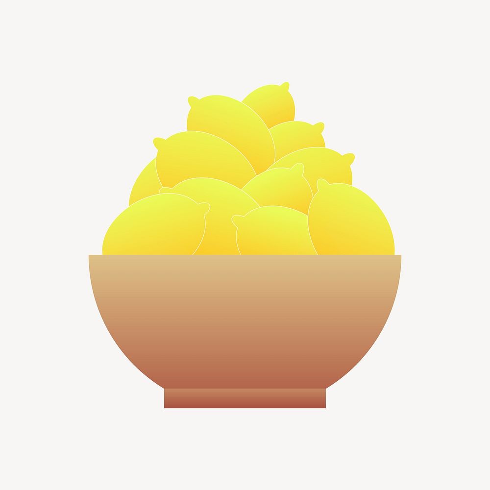 Lemons in bowl collage element vector. Free public domain CC0 image.