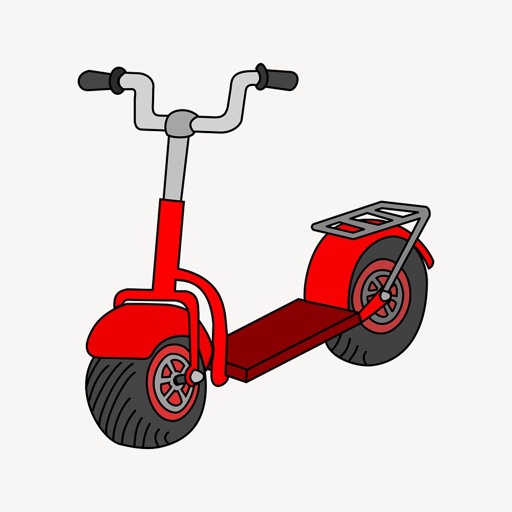 Red scooter clipart, illustration vector. Free public domain CC0 image.