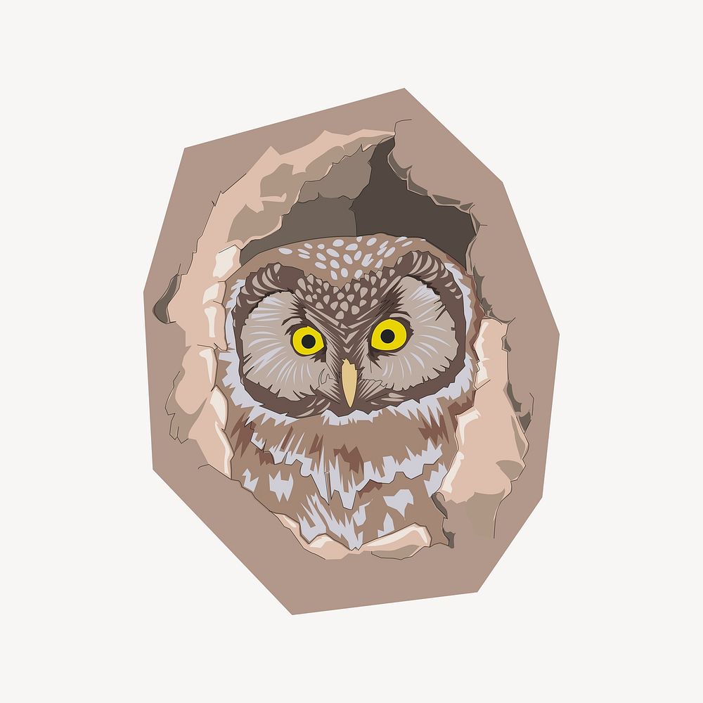 Owl collage element psd. Free public domain CC0 image.