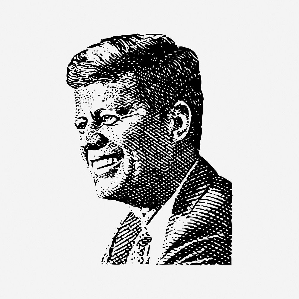 John F. Kennedy portrait illustration. Free public domain CC0 image. BANGKOK, THAILAND, 30 JUNE 2023