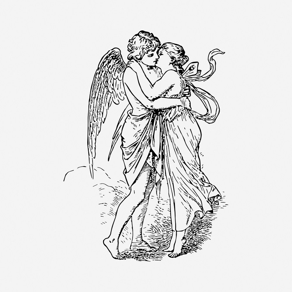 Love angels illustration. Free public domain CC0 image.
