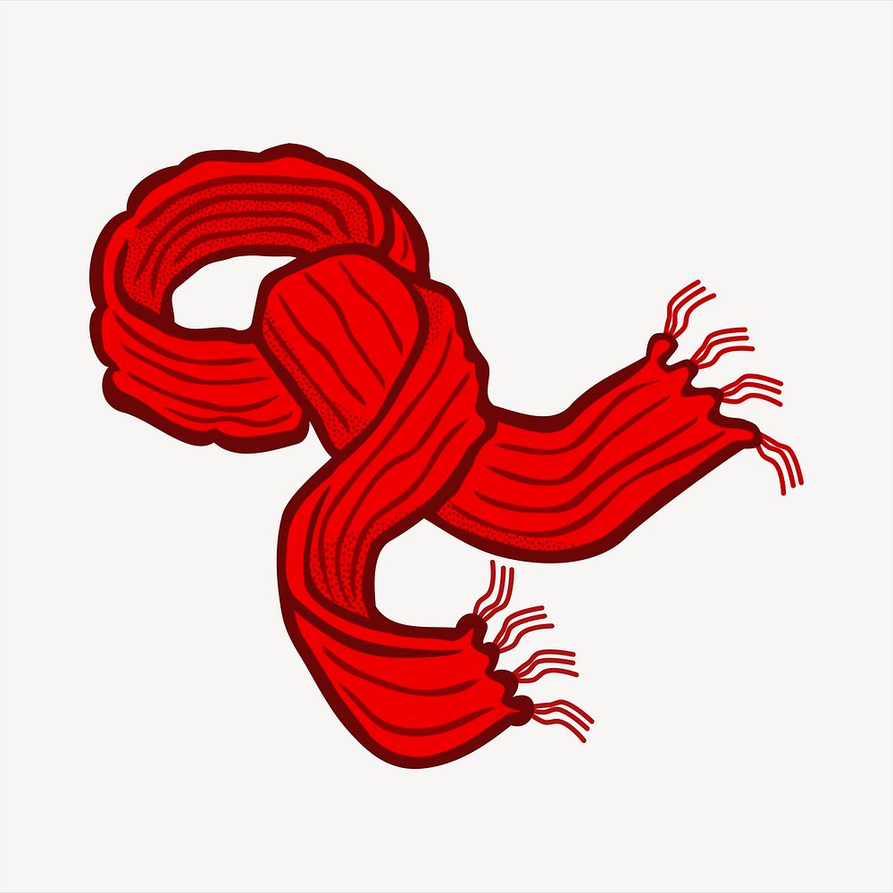 Red scarf clipart, illustration. Free public domain CC0 image.