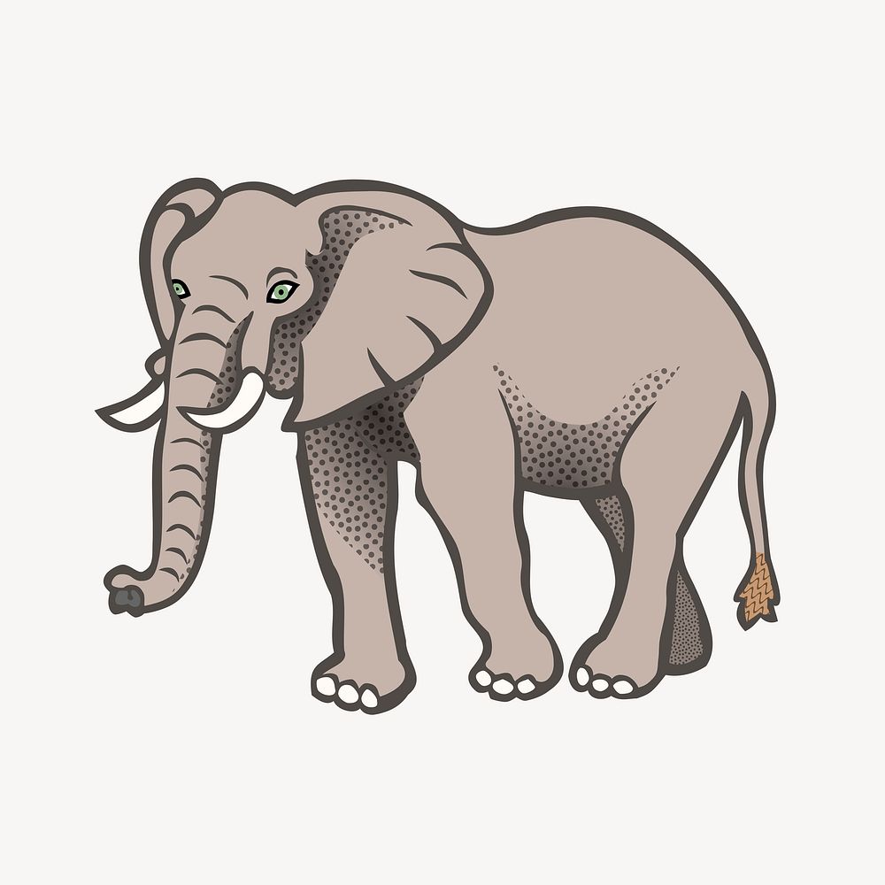 Elephant collage element vector. Free public domain CC0 image.