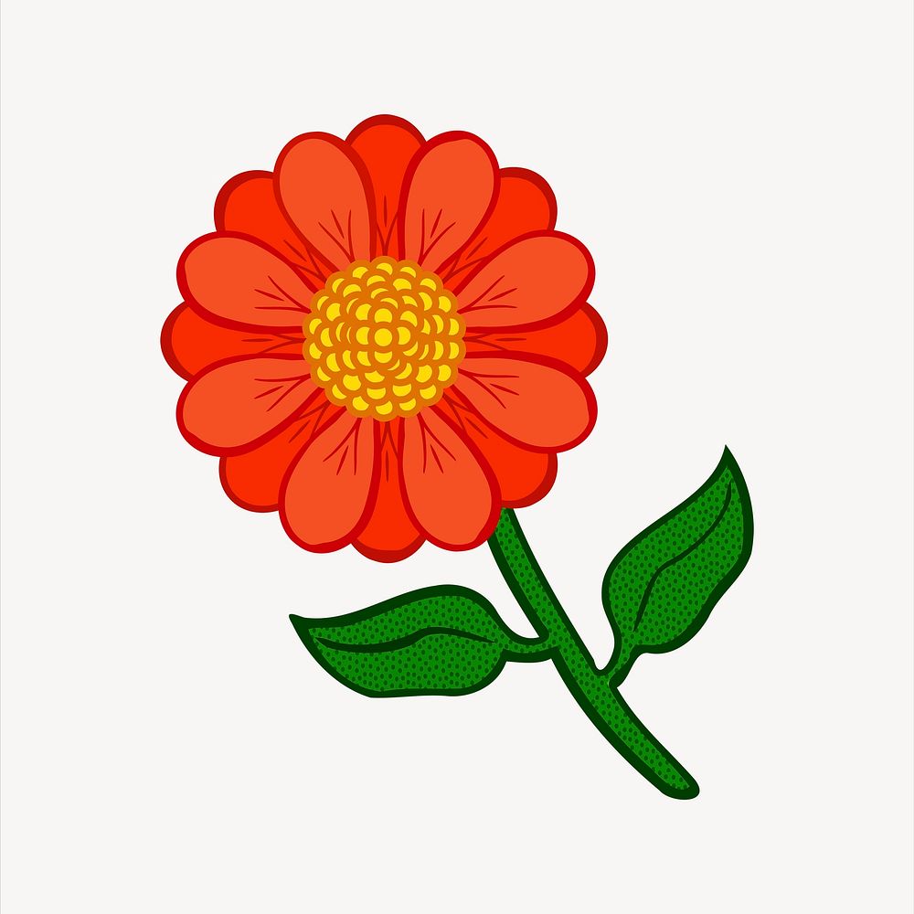Red flower illustration. Free public domain CC0 image.