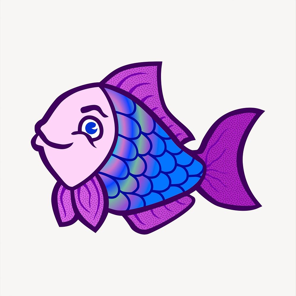 Colorful fish illustration. Free public domain CC0 image.