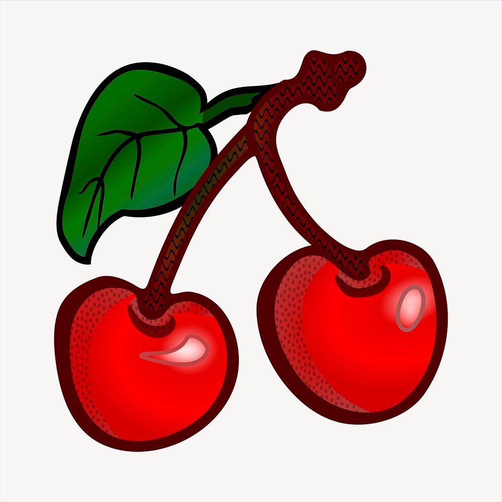 Cherries illustration. Free public domain CC0 image.