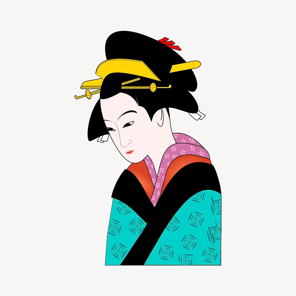 Japanese woman clipart, illustration psd. Free public domain CC0 image.