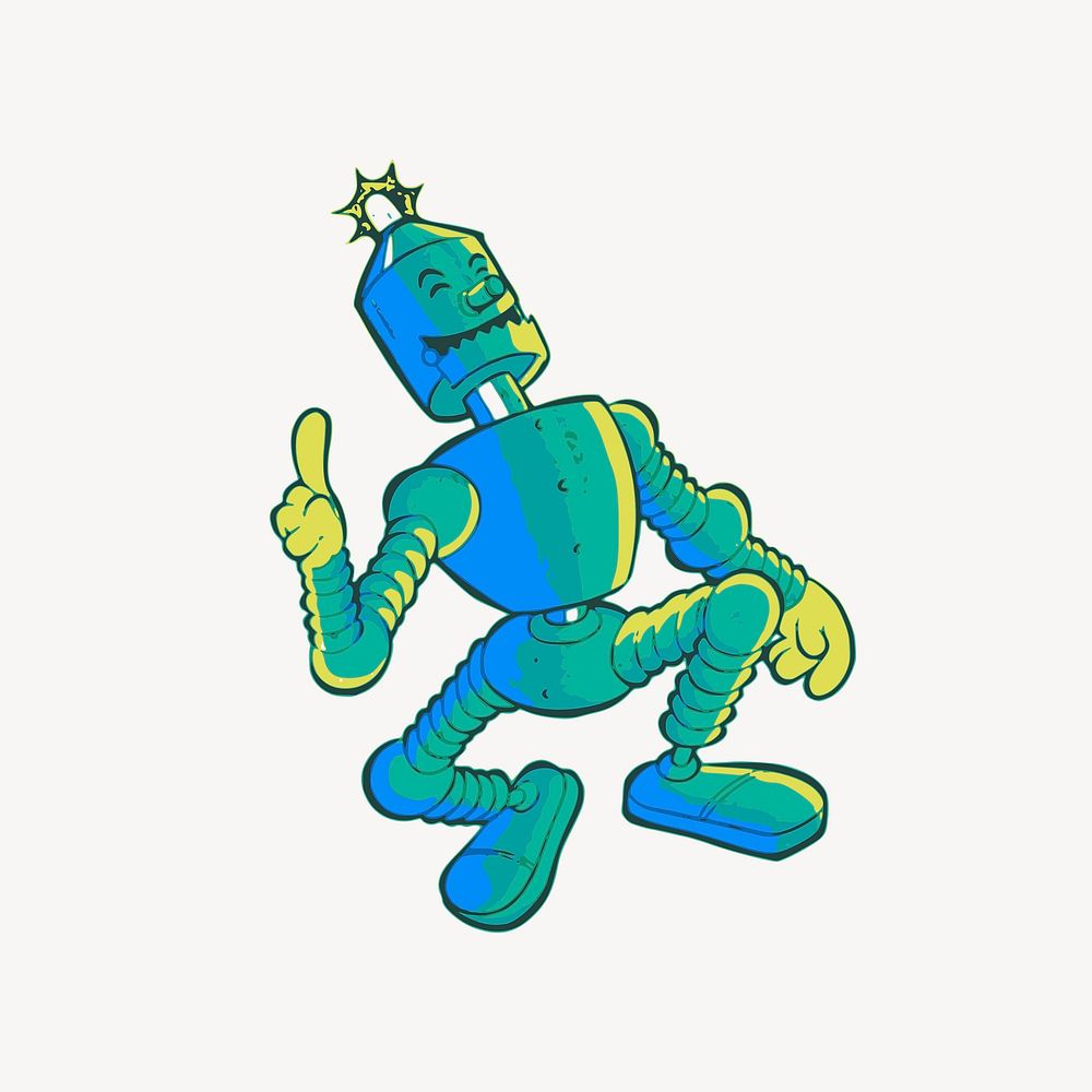 Cartoon robot clipart, illustration. Free public domain CC0 image.
