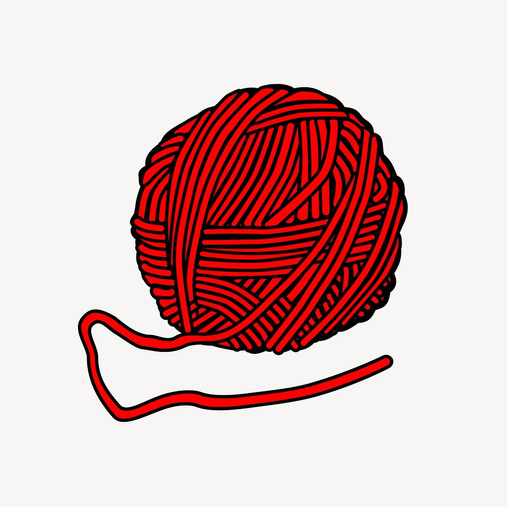 Red yarn clipart, illustration vector. Free public domain CC0 image.