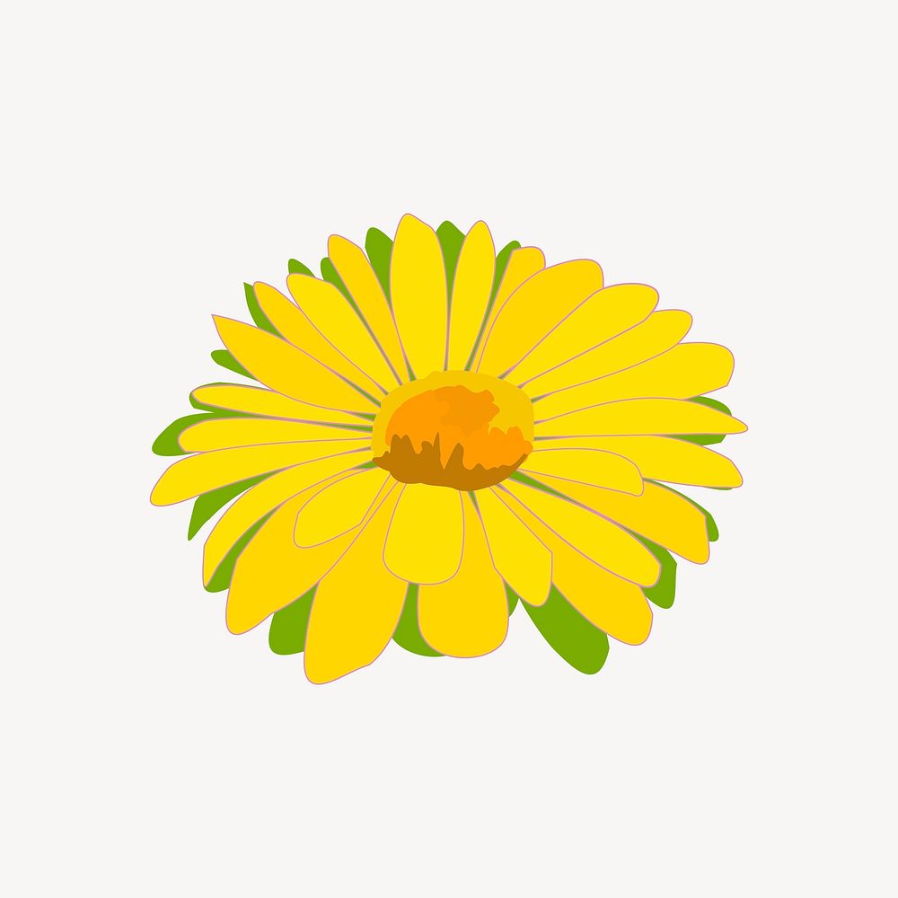 Yellow flower collage element vector. Free public domain CC0 image.