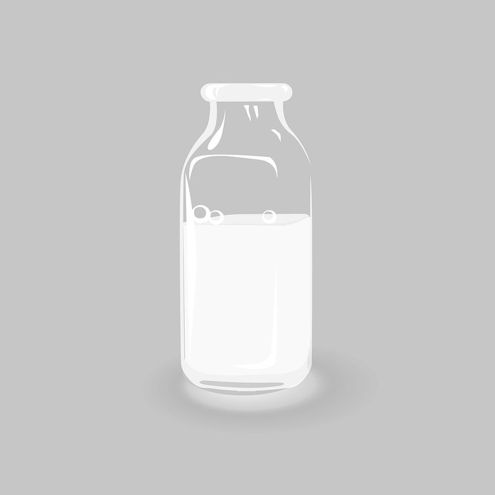 Milk bottle clipart, illustration psd. Free public domain CC0 image.