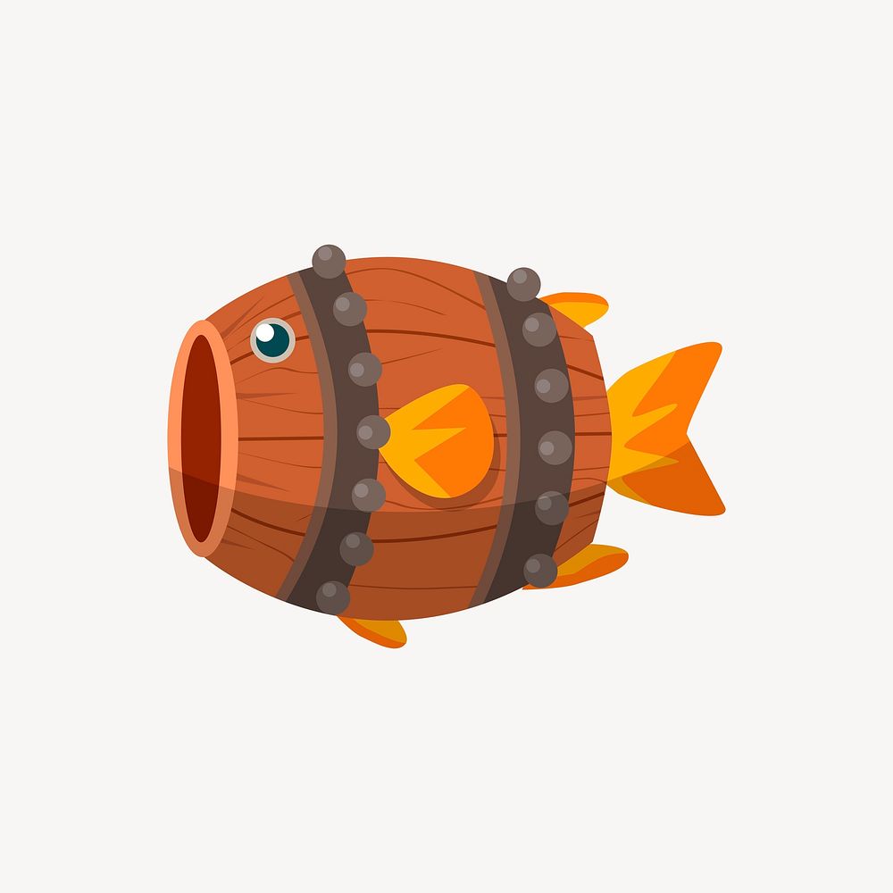 Barrel fish clipart, illustration psd. Free public domain CC0 image.