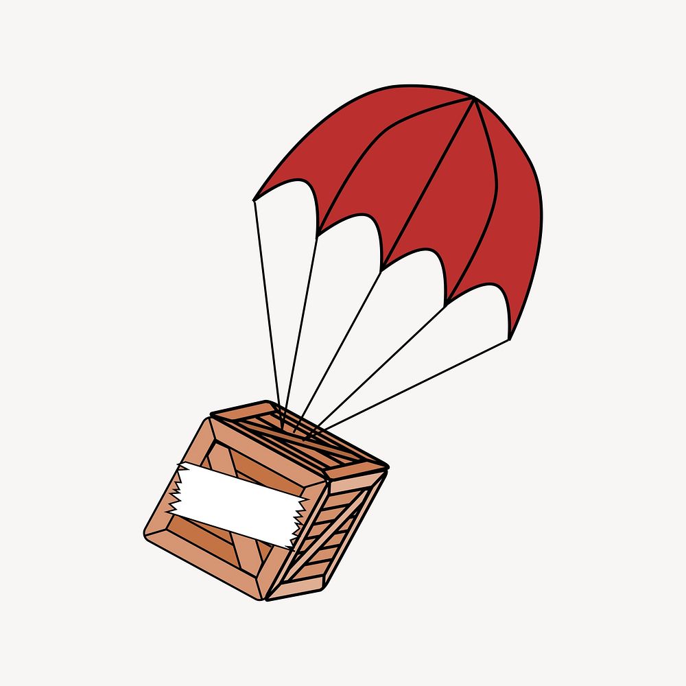 Parachute crate clipart, illustration vector. Free public domain CC0 image.