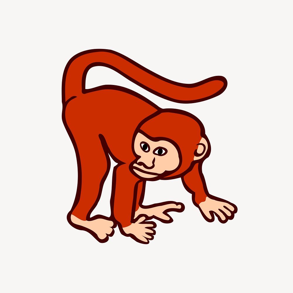 Monkey collage element vector. Free public domain CC0 image.