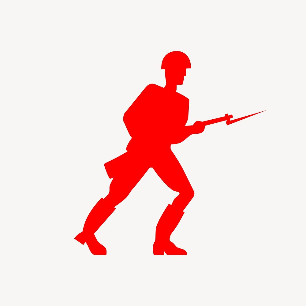 Soldier silhouette clipart, illustration vector. Free public domain CC0 image.
