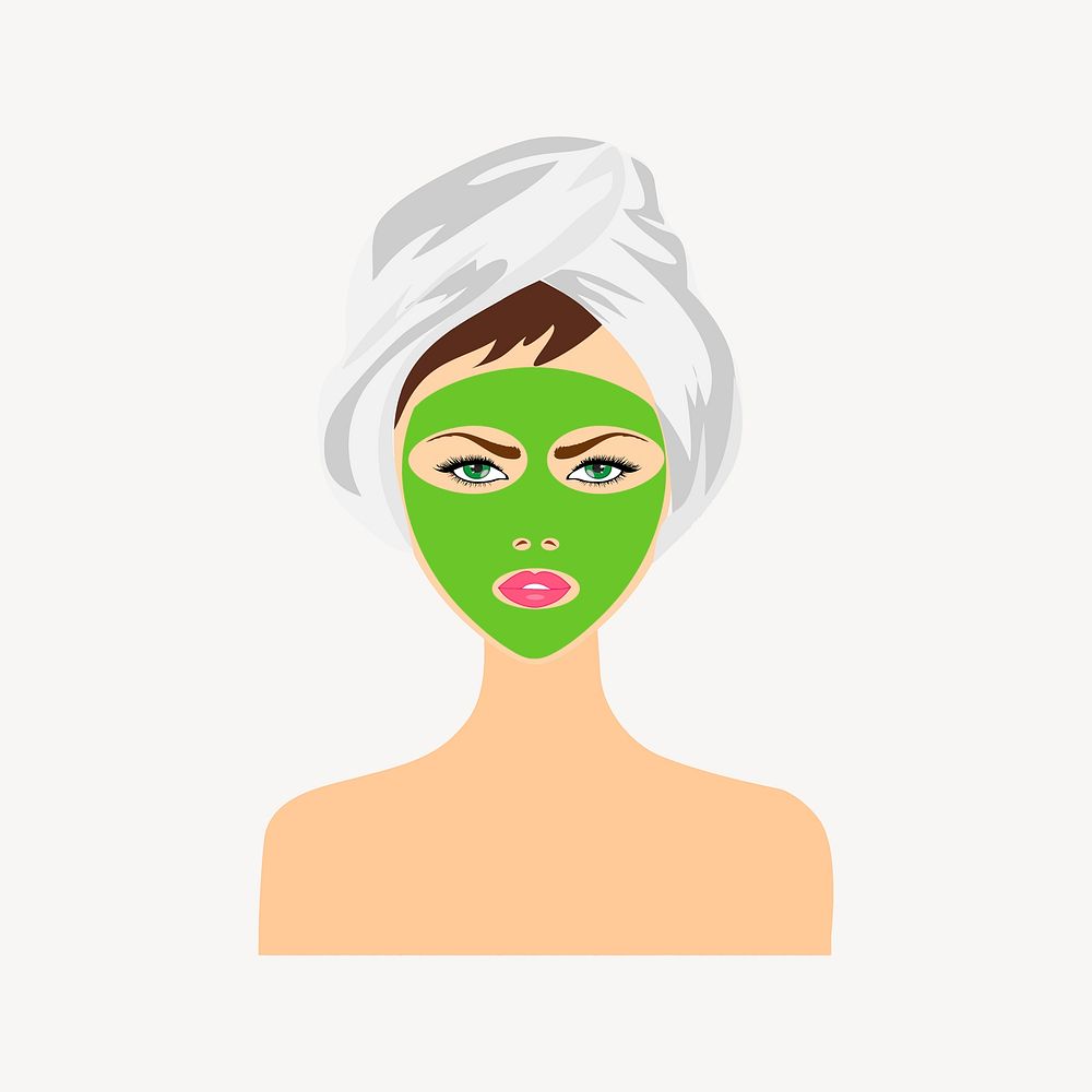 Woman wearing face mask illustration. Free public domain CC0 image.