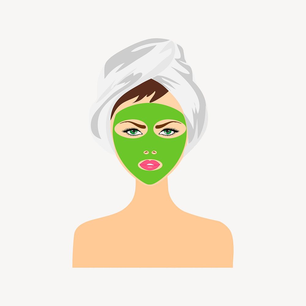 Woman wearing face mask collage element psd. Free public domain CC0 image.