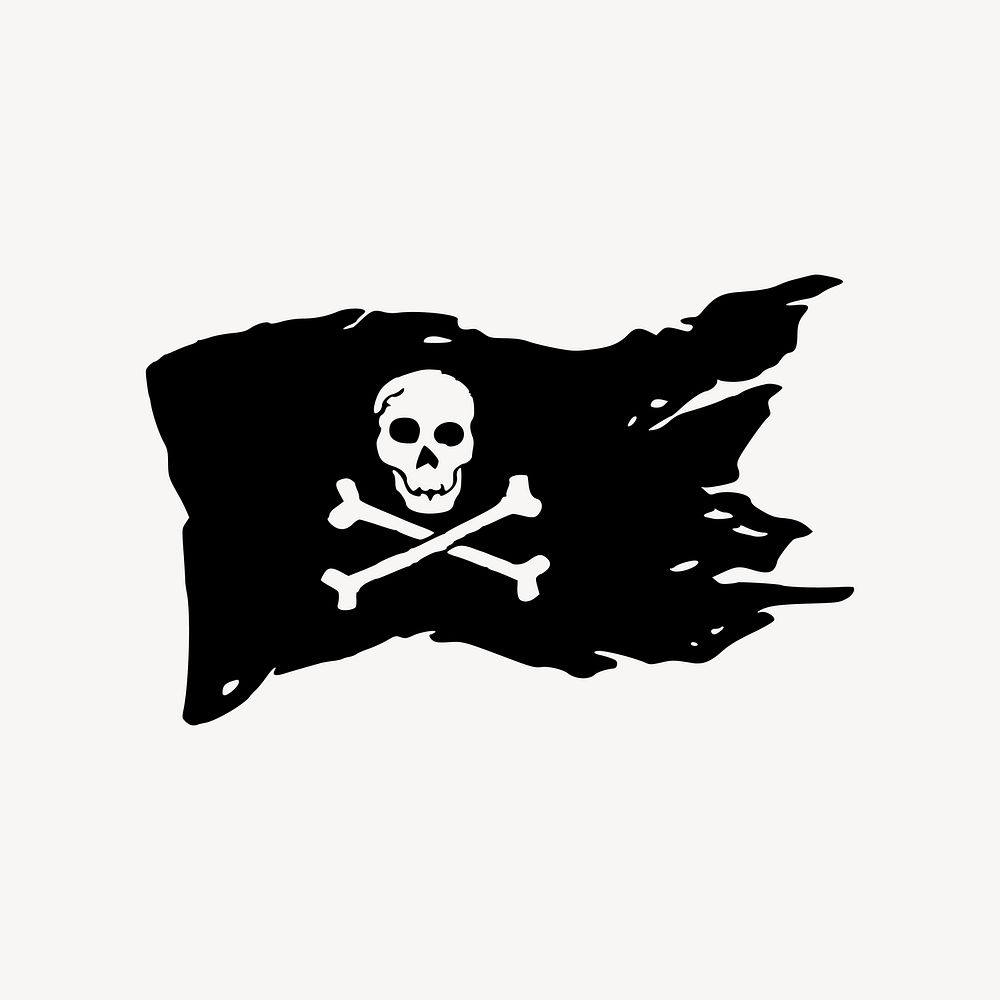 Pirate flag clipart, illustration vector. Free public domain CC0 image.