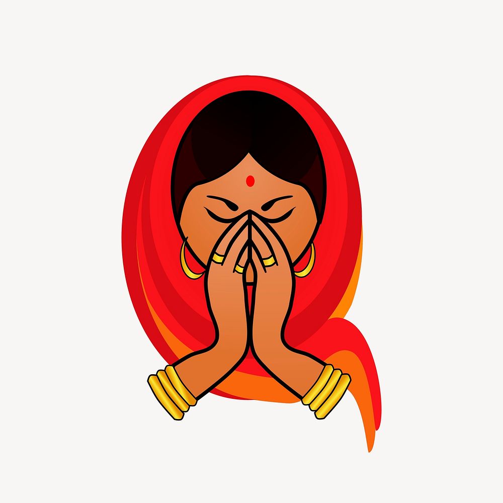 Indian woman clipart, illustration psd. Free public domain CC0 image.