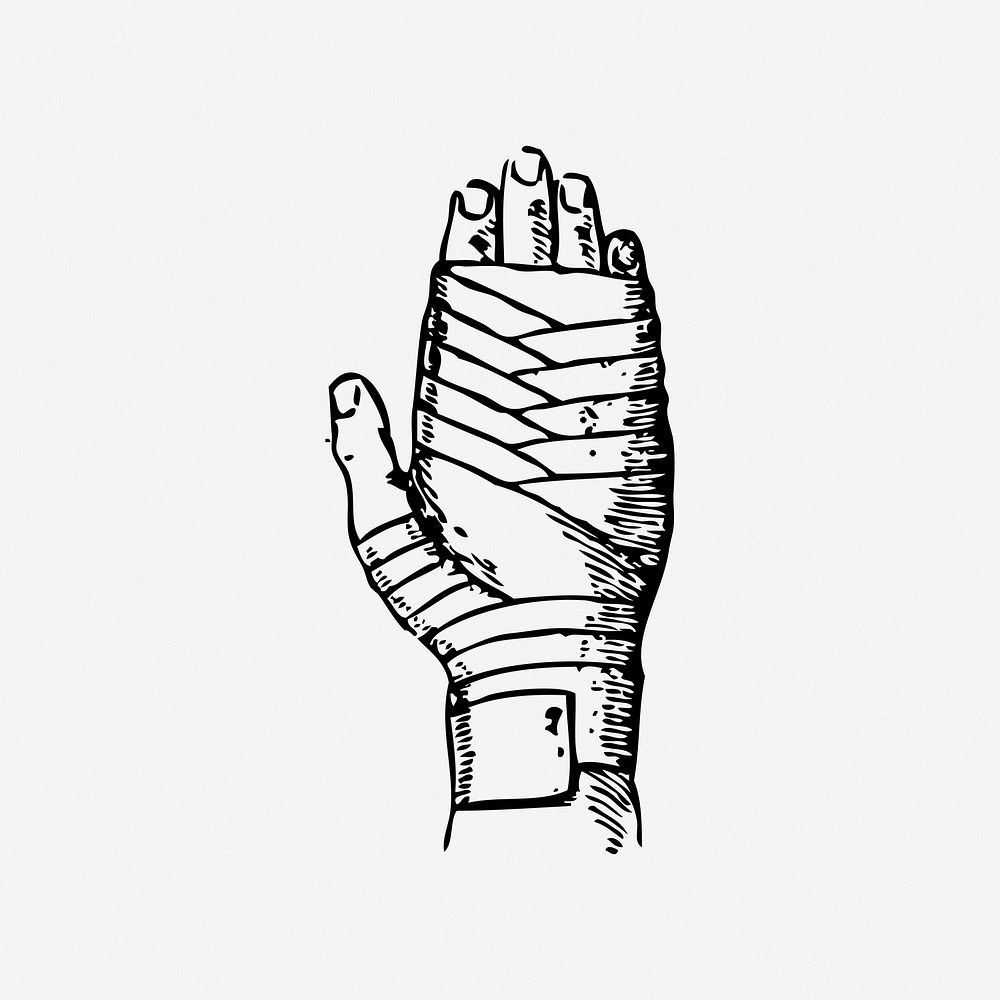 Hand bandage clipart, illustration. Free public domain CC0 image.