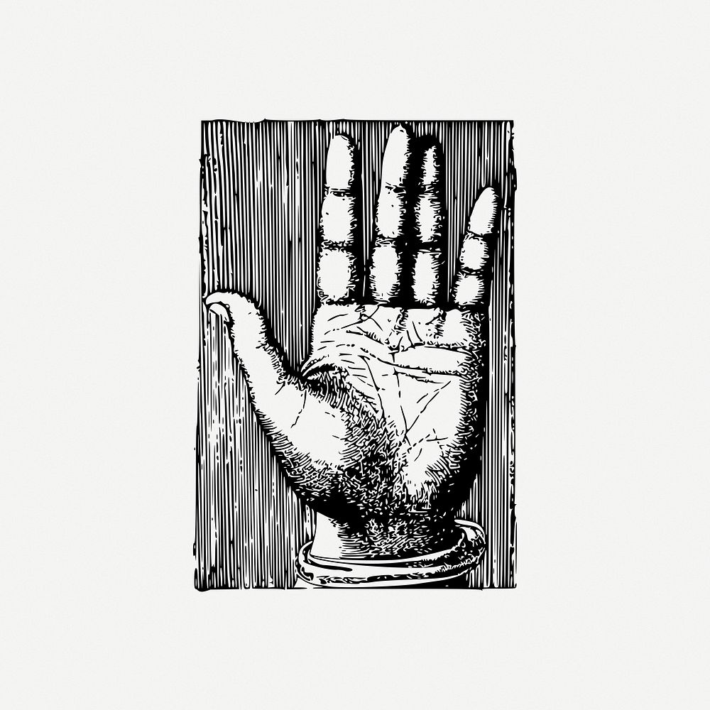 Hand etching clipart, illustration psd. Free public domain CC0 image.