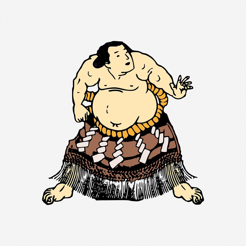 Sumo wrestler clipart, illustration. Free public domain CC0 image.