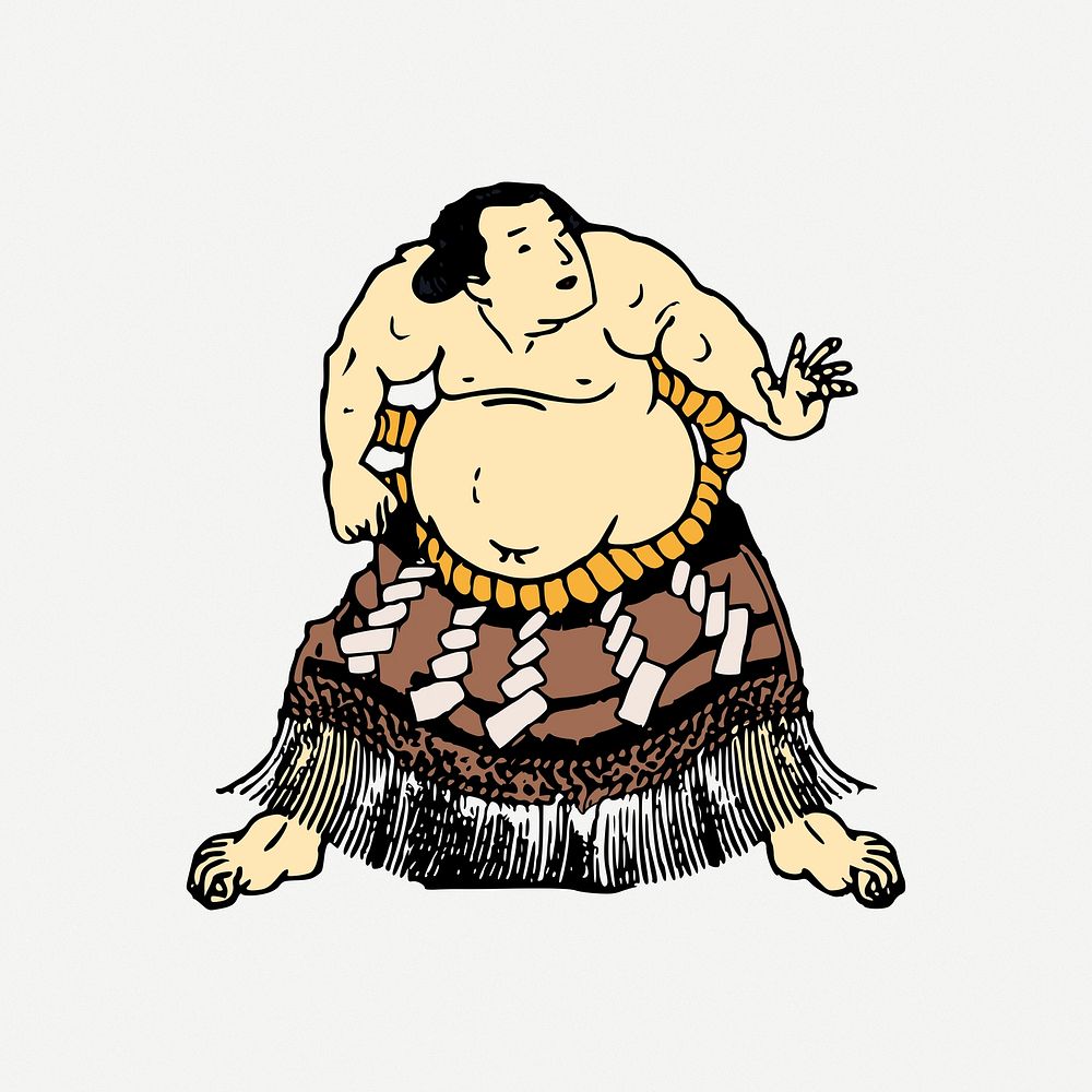 Sumo wrestler clipart, illustration psd. Free public domain CC0 image.