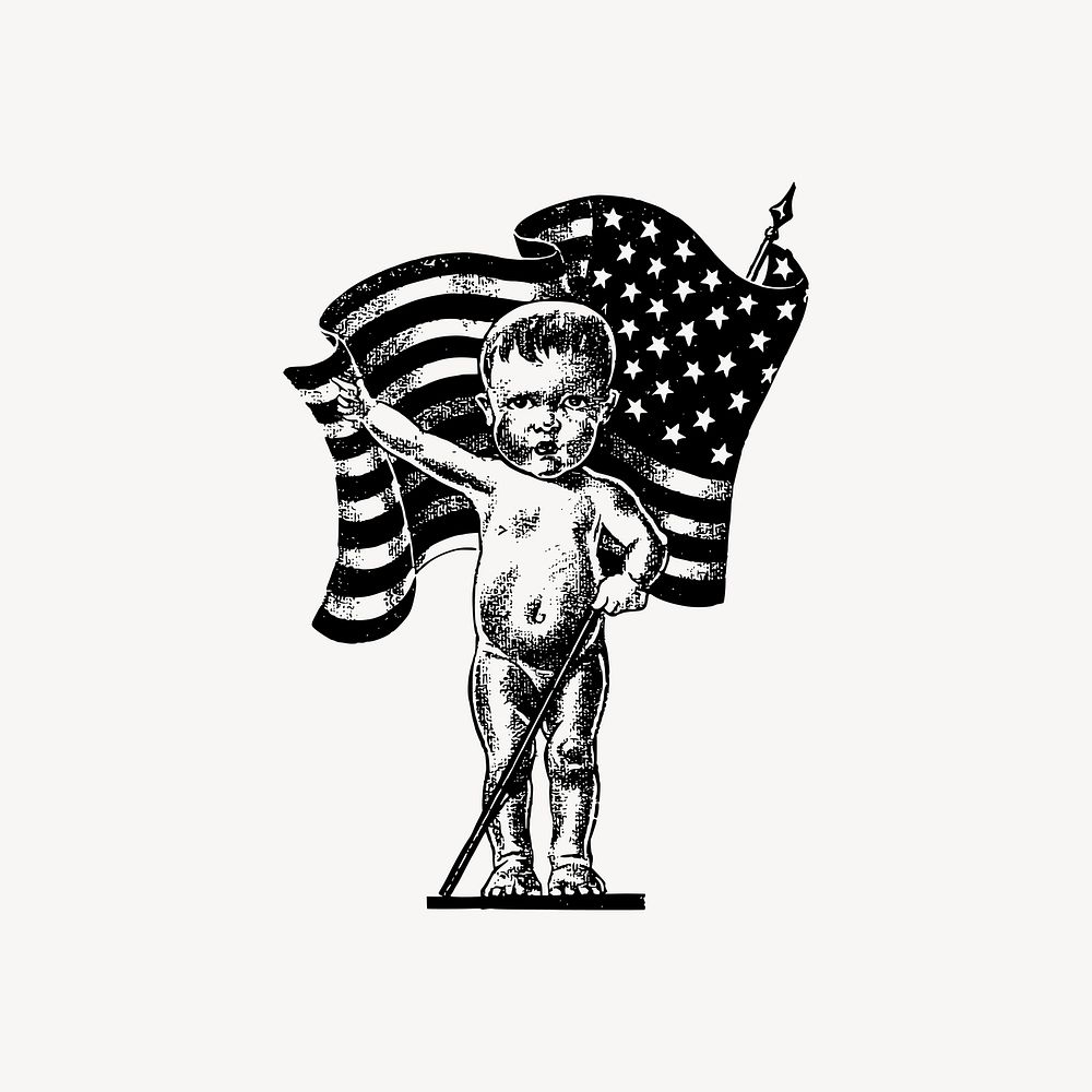 American baby clipart, illustration vector. Free public domain CC0 image.