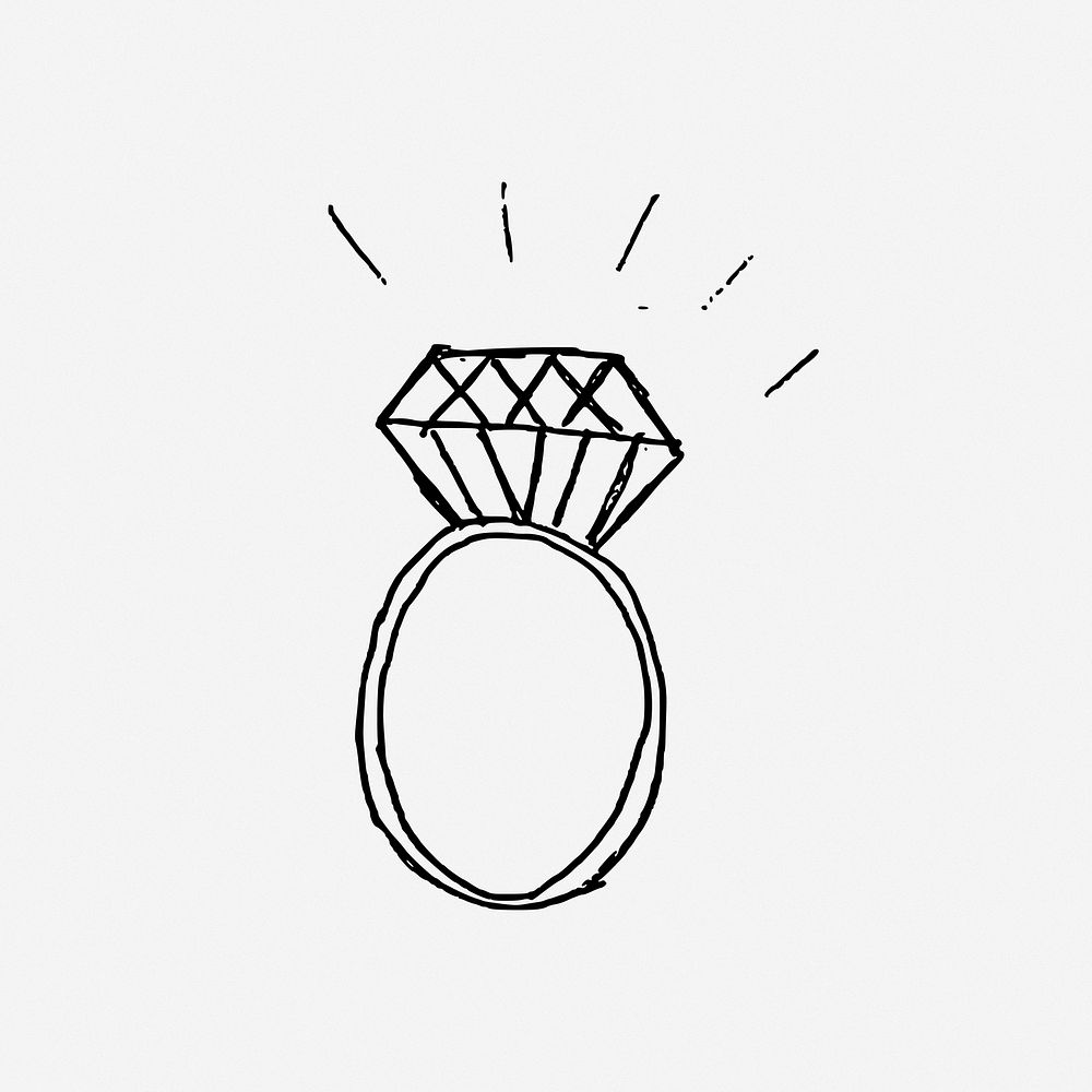 Diamond ring illustration. Free public domain CC0 image.