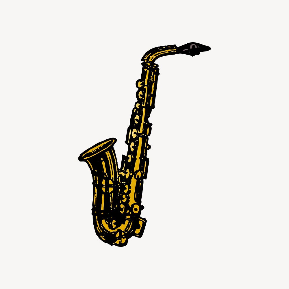 Saxophone clipart, illustration vector. Free public domain CC0 image.