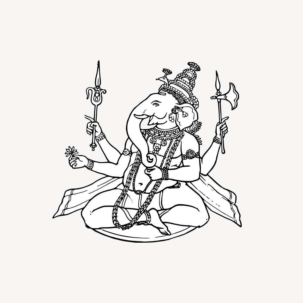 Ganesha deity clipart, illustration vector. Free public domain CC0 image.