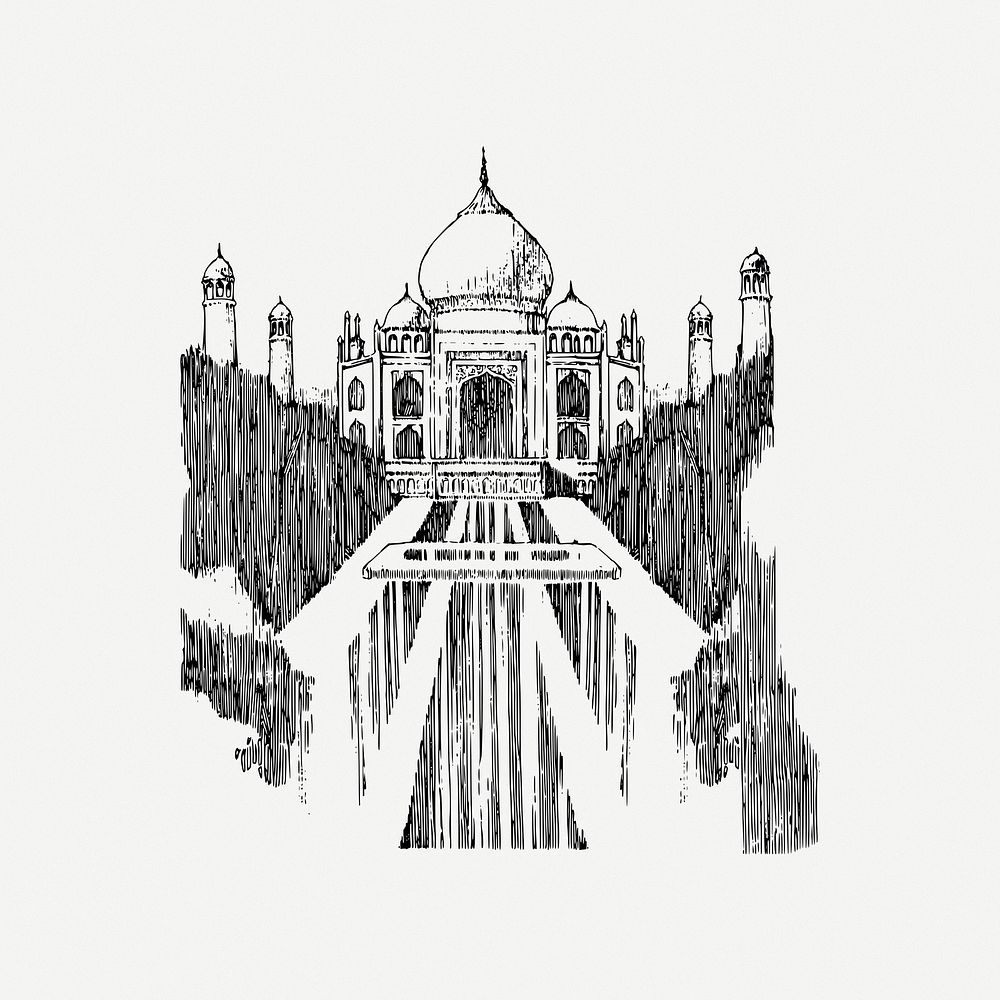 Taj Mahal clipart, illustration psd. Free public domain CC0 image.