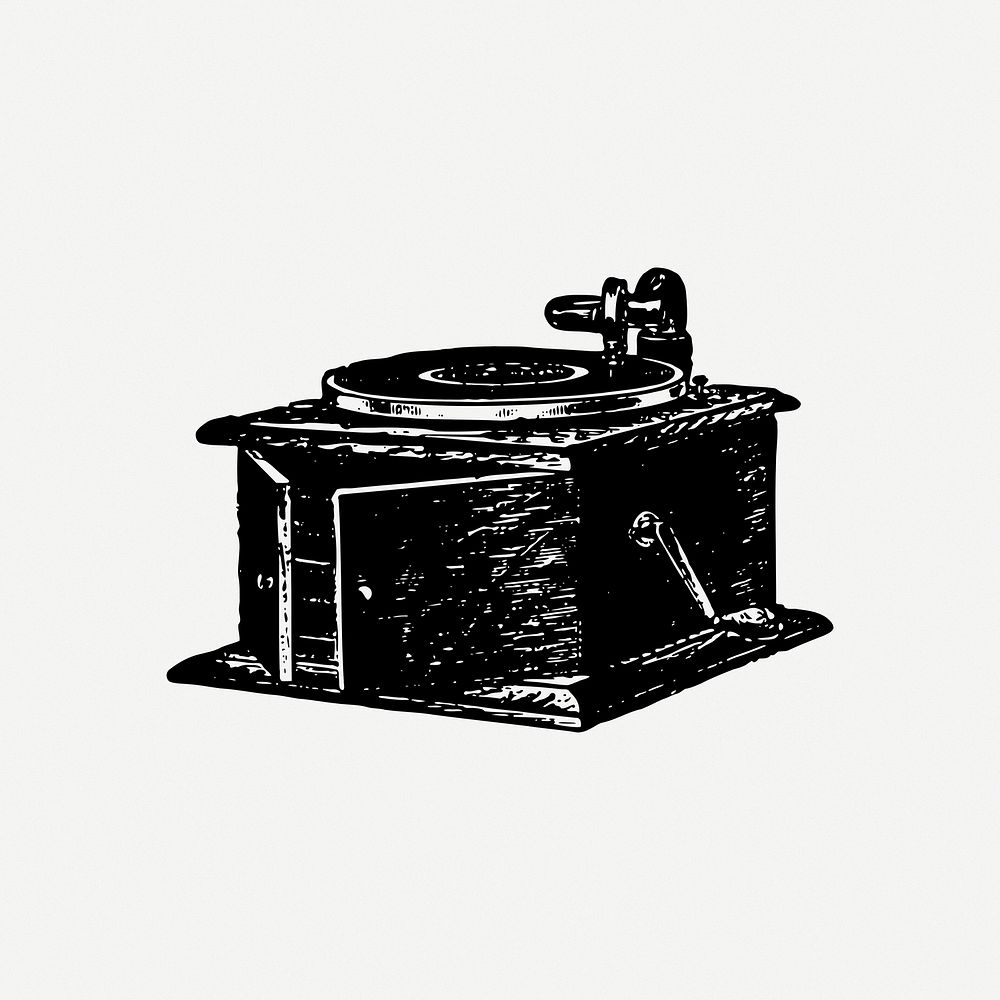Record player clipart, illustration psd. Free public domain CC0 image.