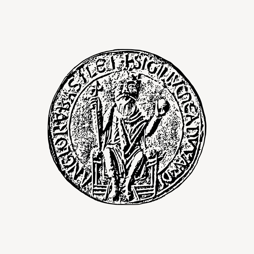 Antique coin clipart, illustration vector. Free public domain CC0 image.
