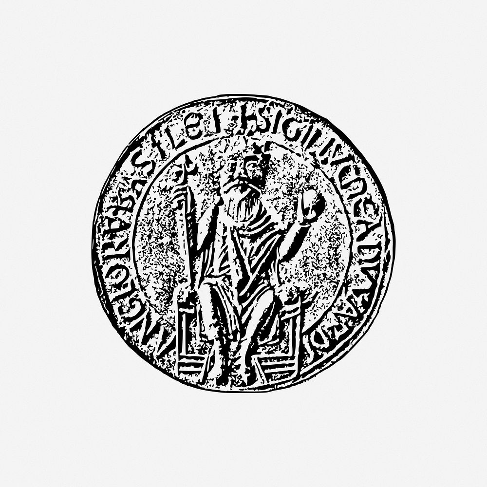 Antique coin clipart, illustration. Free public domain CC0 image.