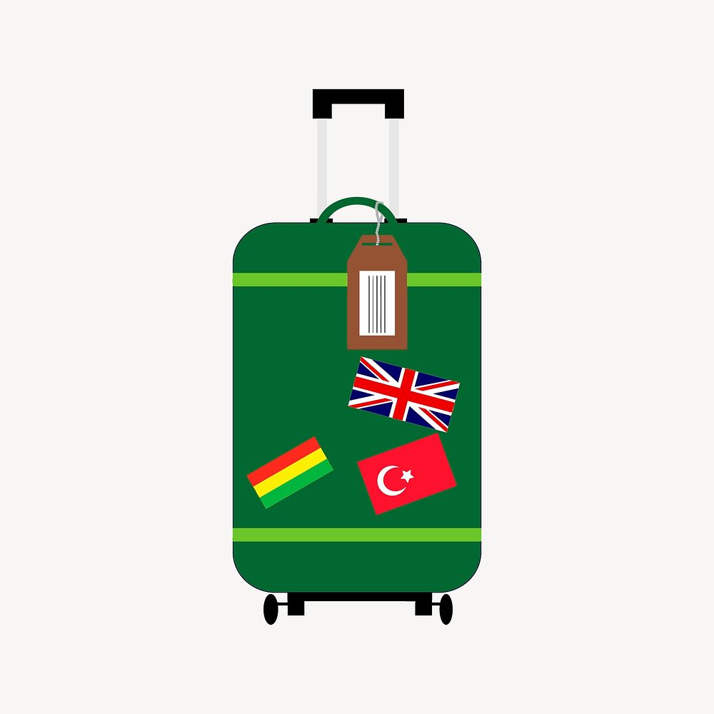 Travel luggage collage element psd. Free public domain CC0 image.