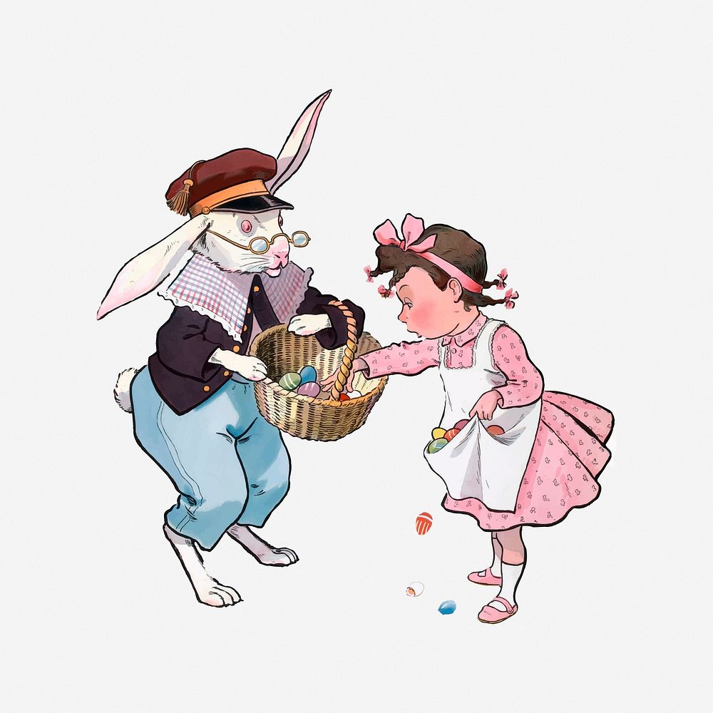 Easter rabbit illustration. Free public domain CC0 image.