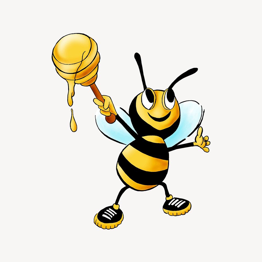 Honey bee illustration. Free public domain CC0 image.