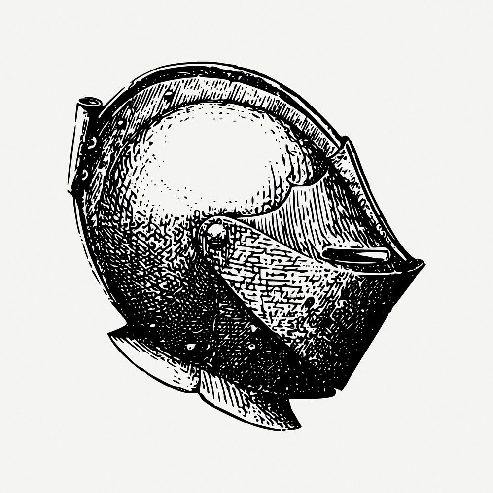 Knight helmet collage element psd. Free public domain CC0 image.