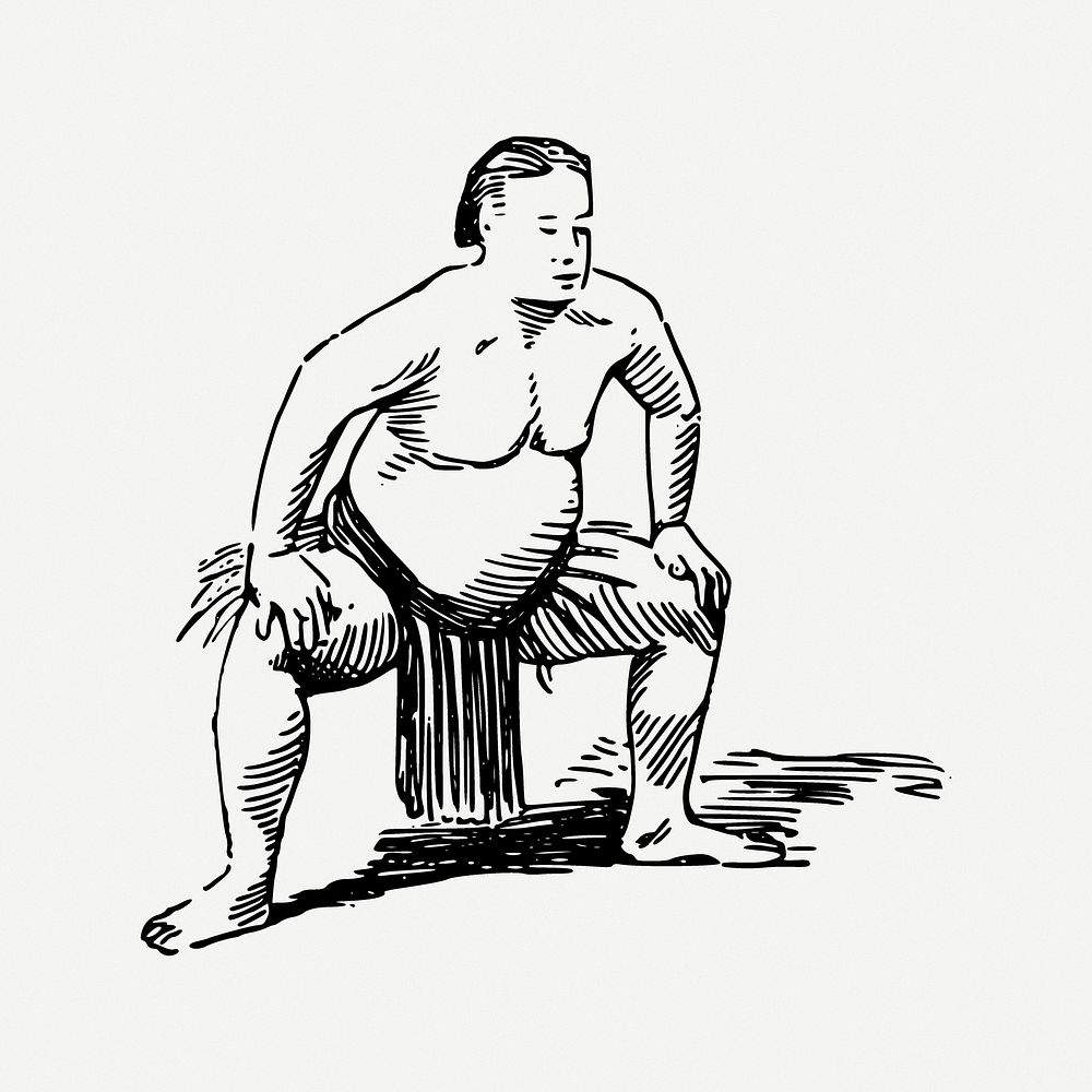 Japanese sumo collage element psd. Free public domain CC0 image.
