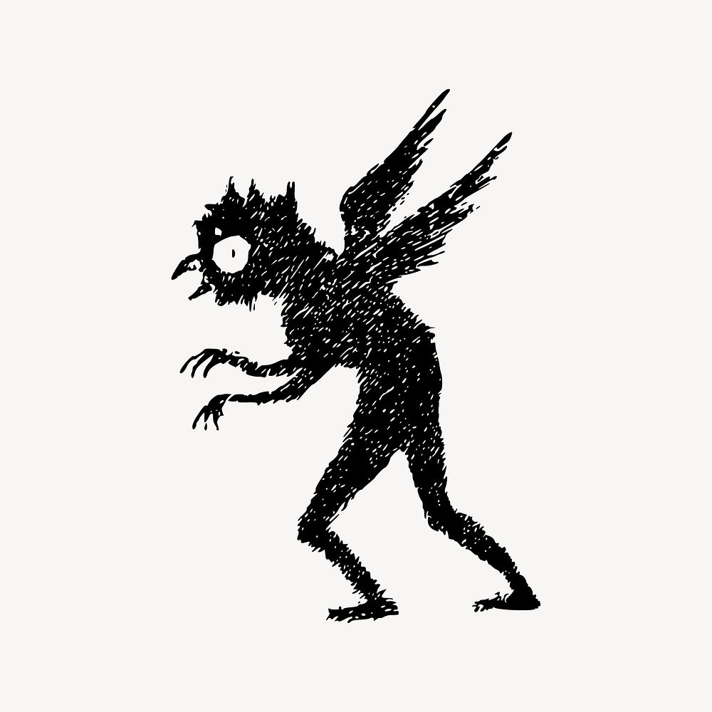 Bird demon clipart, illustration vector. Free public domain CC0 image.
