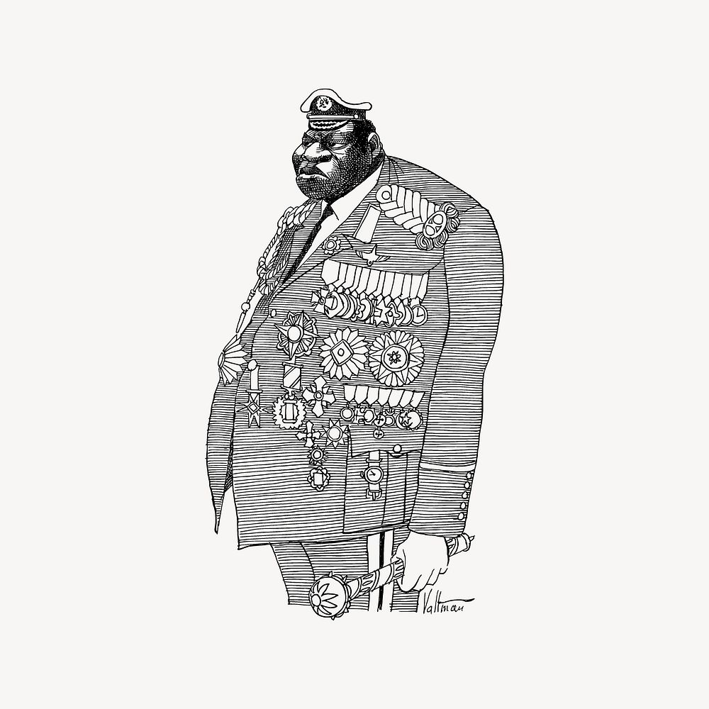 Idi Amin clipart, illustration vector. Free public domain CC0 image.