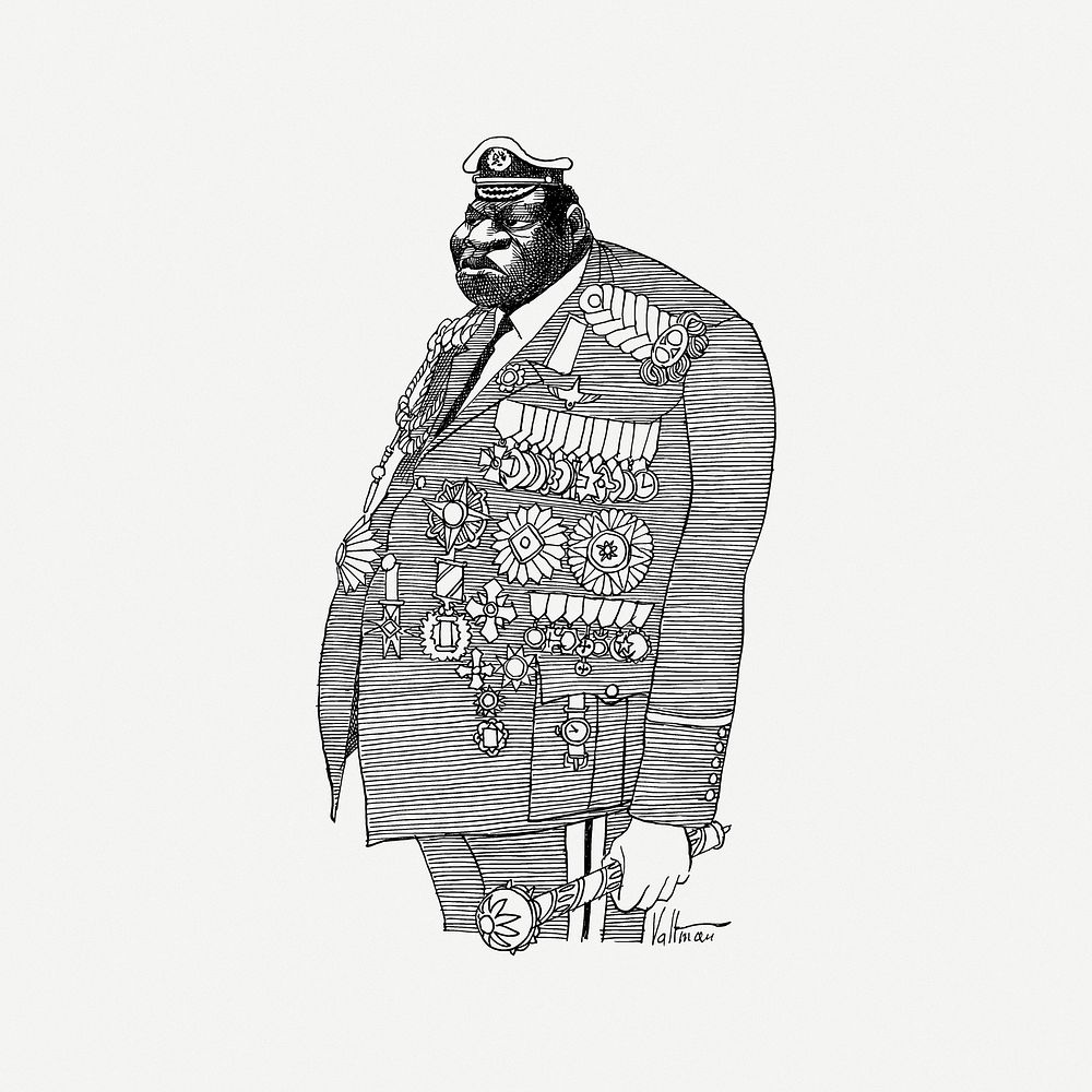 Idi Amin clipart, illustration psd. Free public domain CC0 image.