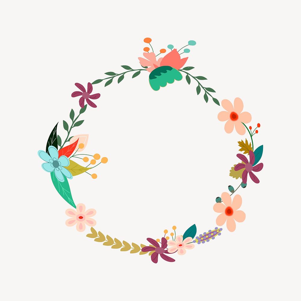 Floral wreath collage element vector. Free public domain CC0 image.
